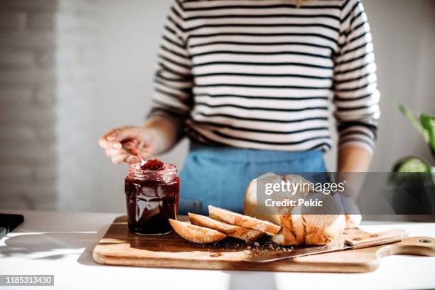 fruity treat for breakfast - jam stock pictures, royalty-free photos & images