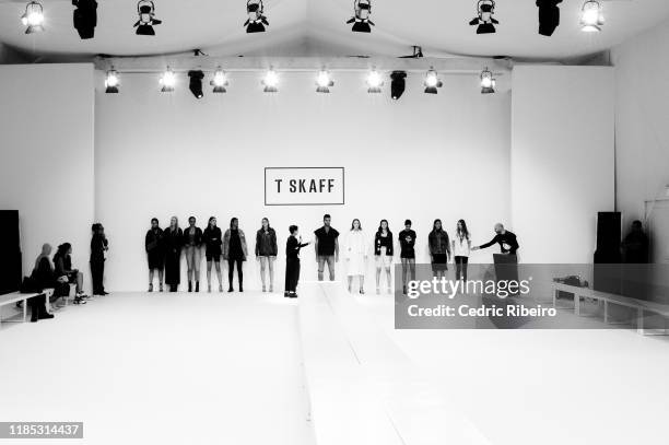 Models at the Tanya Skaff show during the FFWD October Edition 2019 at the Dubai Design District on November 02, 2019 in Dubai, United Arab Emirates.