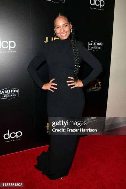 Alicia Keys poses in the press room during the 23rd Annual Hollywood Film Awards at The Beverly Hilton Hotel on November 03, 2019 in Beverly Hills,...