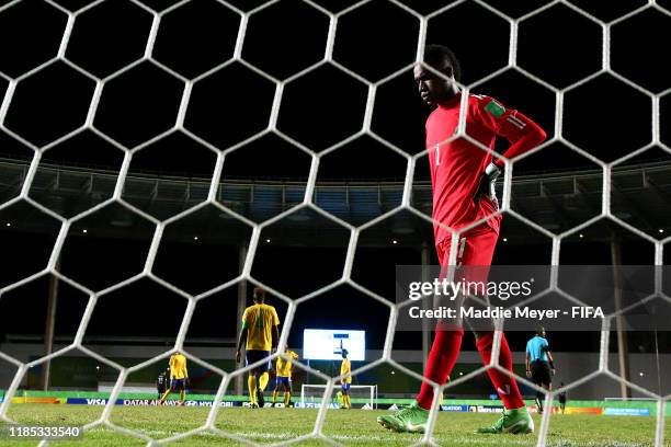 Davidson Malam of Solomon Islands looks on from the goal during the FIFA U-17 World Cup Brazil 2019 Group F match between Mexico and Solomon Islands...