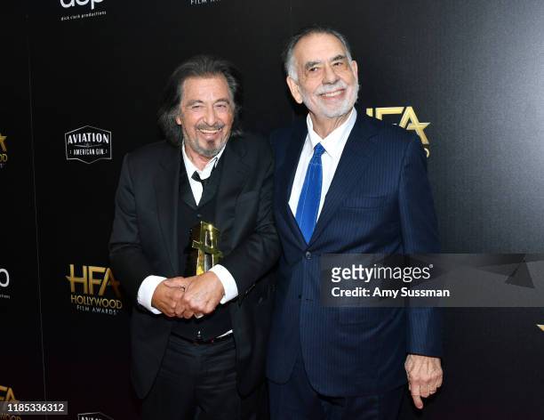Al Pacino , winner of the Hollywood Supporting Actor Award and Francis Ford Coppola pose in the press room during the 23rd Annual Hollywood Film...