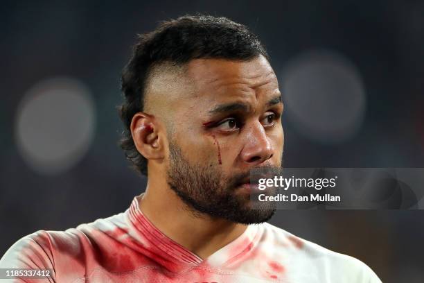 Billy Vunipola of England looks dejected as he applauds the crowd following his side's defeat during the Rugby World Cup 2019 Final between England...