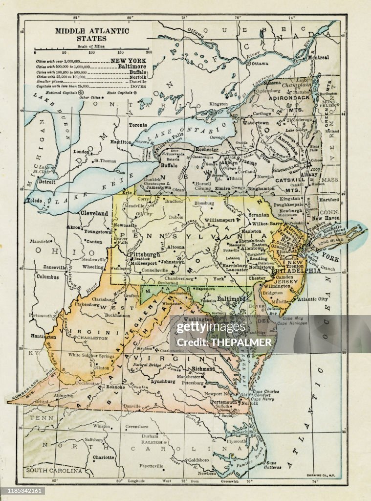 Middle Atlantic States map 1898