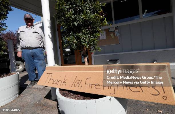 Dick Dilworth, 58-year veteran of the Geyserville Fire Department, hangs out by the Geyserville Market & Deli in Geyserville, Calif., on Thurssday,...