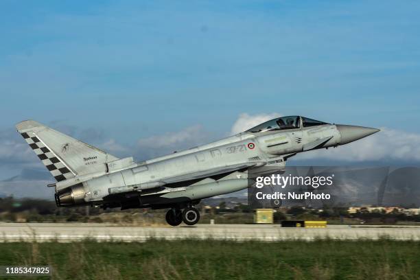Italian Air Force Eurofighter during a takeoff from 37° Stormo Air Base. The &quot;Personnel Recovery Week 19-01&quot; was the training activity at...