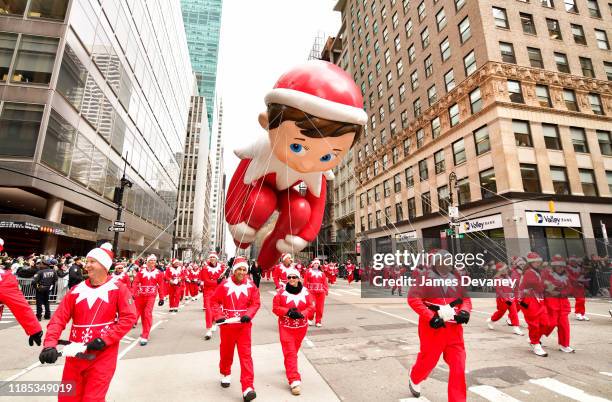 Elf on the Shelf balloon seen at the 93rd Annual Macy's Thanksgiving Day Parade on November 28, 2019 in New York City.