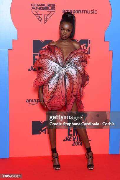 Leomie Anderson attends the MTV EMAs 2019 at FIBES Conference and Exhibition Centre on November 03, 2019 in Seville, Spain.