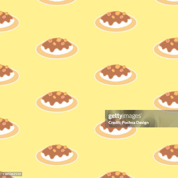 japanese curry rice pattern - curry stock illustrations