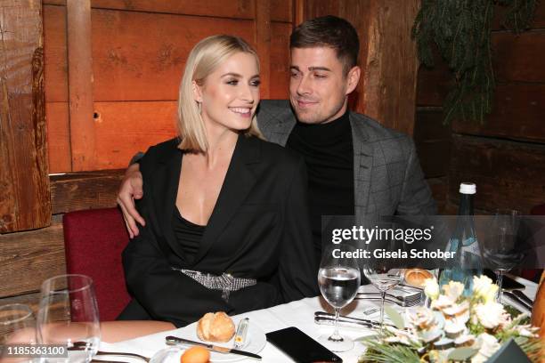 Lena Gercke and her boyfriend Dustin Schoene at the Lena Gercke x ABOUT YOU Christmas Dinner and Party at Hotel Stanglwirt on November 28, 2019 in...