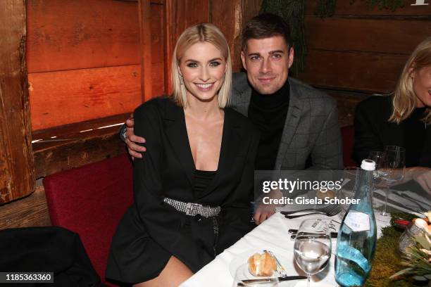 Lena Gercke and her boyfriend Dustin Schoene at the Lena Gercke x ABOUT YOU Christmas Dinner and Party at Hotel Stanglwirt on November 28, 2019 in...