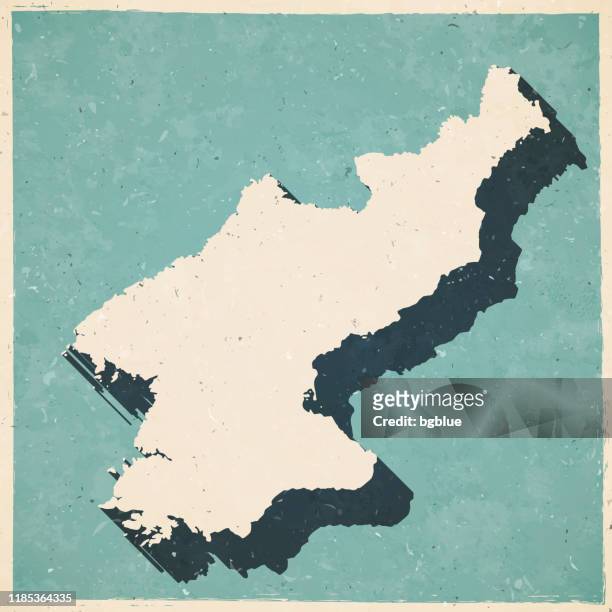korea nord karte im retro-vintage-stil - alte strukturierte papier - north korea stock-grafiken, -clipart, -cartoons und -symbole