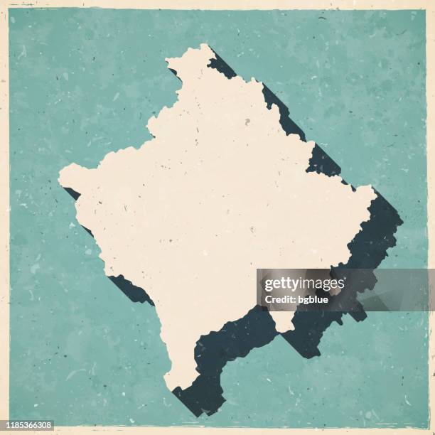 ilustraciones, imágenes clip art, dibujos animados e iconos de stock de mapa de kosovo en estilo retro vintage - papel con textura antigua - pristina