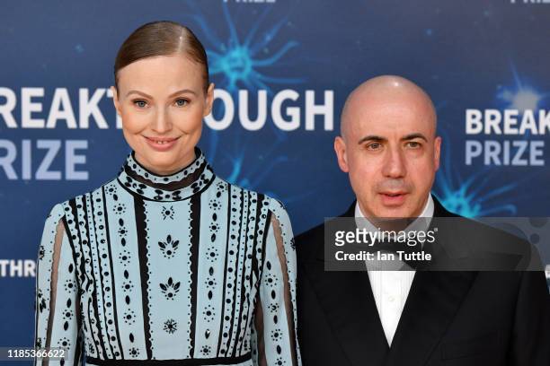 Julia Milner and Yuri Milner attend the 2020 Breakthrough Prize Red Carpet at NASA Ames Research Center on November 03, 2019 in Mountain View,...