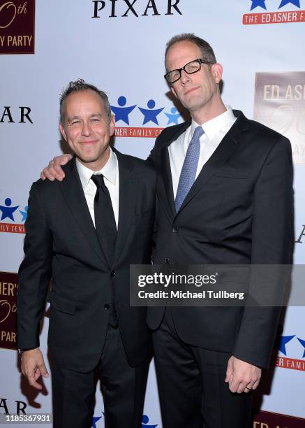 Producer Jonas Rivera and Pixar President Pete Docter attend Ed Asner's 90th Birthday Party and Celebrity Roast at The Roosevelt Hotel on November...