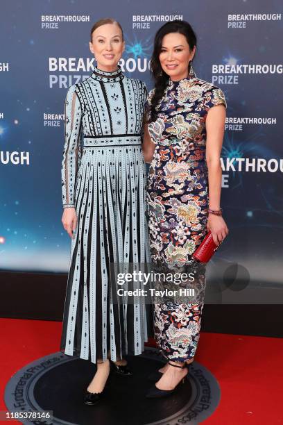 Julia Milner and Wendi Deng attend the 2020 Breakthrough Prize Ceremony at NASA Ames Research Center on November 03, 2019 in Mountain View,...