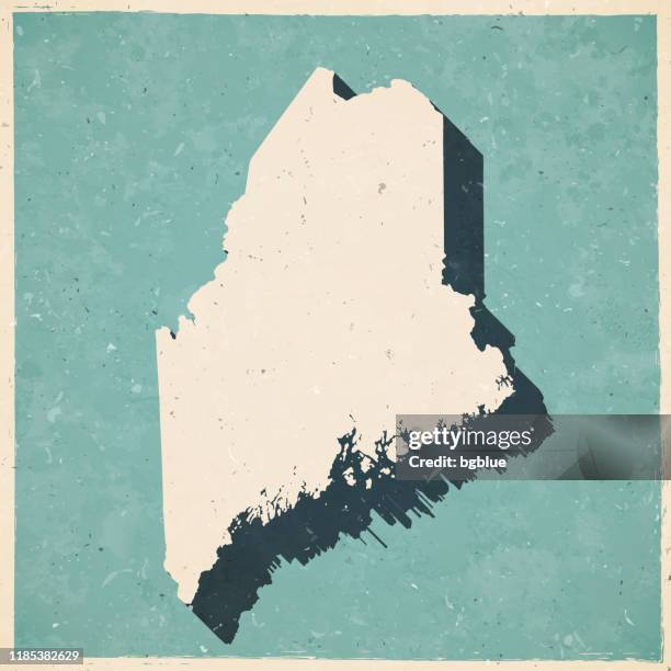 maine map in retro vintage style - old textured paper - augusta maine stock illustrations