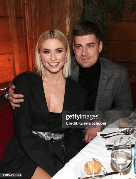 Lena Gercke and her boyfriend Dustin Schoene at the Lena Gercke x ABOUT YOU Christmas Dinner and Party at Hotel Stanglwirt on November 28, 2019 in...