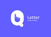 Letter Q with hand logo icon design