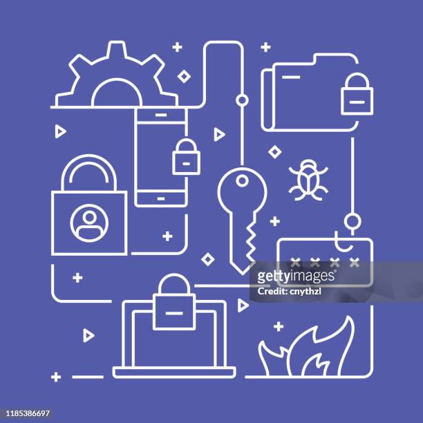 illustrazioni stock, clip art, cartoni animati e icone di tendenza di modello di progettazione del concetto di sicurezza informatica. simbolo struttura astratto - gdrp
