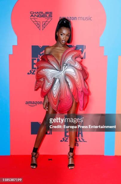 Leomie Anderson attends the MTV EMAs 2019 at FIBES Conference and Exhibition Centre on November 03, 2019 in Seville, Spain.