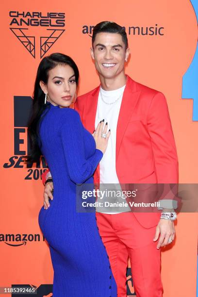 Georgina Rodriguez and Cristiano Ronaldo attend the MTV EMAs 2019 at FIBES Conference and Exhibition Centre on November 03, 2019 in Seville, Spain.