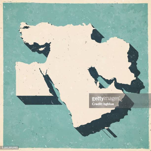 middle east map in retro vintage style - old textured paper - middle east map vector stock illustrations