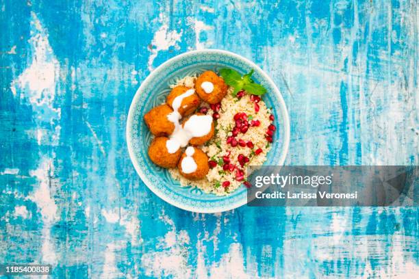 falafel with couscous - middle eastern food stock pictures, royalty-free photos & images