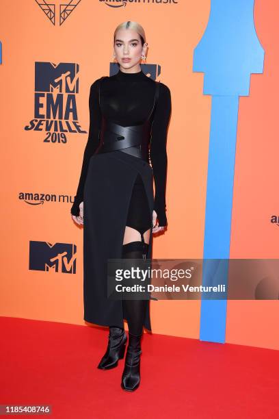 Dua Lipa attends the MTV EMAs 2019 at FIBES Conference and Exhibition Centre on November 03, 2019 in Seville, Spain.