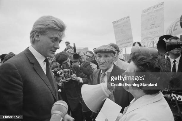 British Conservative Party politician Michael Heseltine, Parliamentary Secretary to the Ministry of Transport, after the official opening of the...