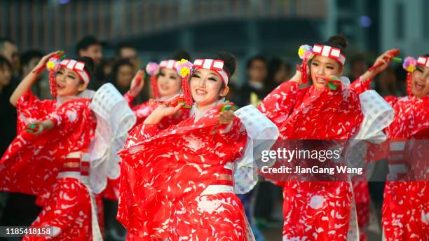 the 18th dream yosakoi festival 2019 - yosakoi festival stock pictures, royalty-free photos & images