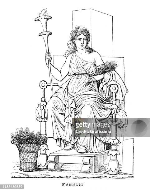 demeter greek goddess of agriculture 1897 - greek goddess stock illustrations