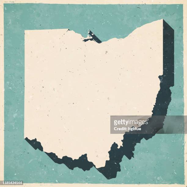 ohio map in retro vintage style - old textured paper - columbus ohio map stock illustrations
