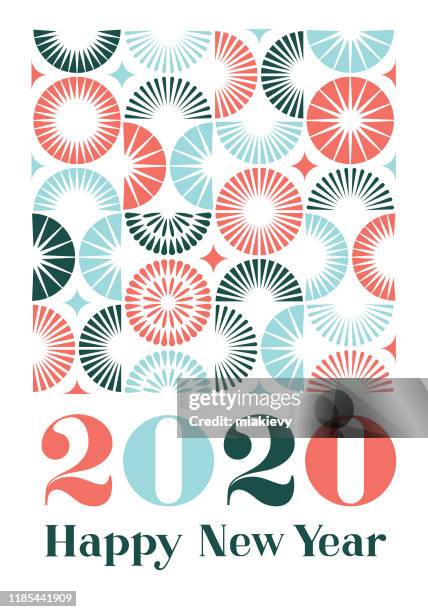 happy new year 2020 with fireworks pattern - new year card stock illustrations