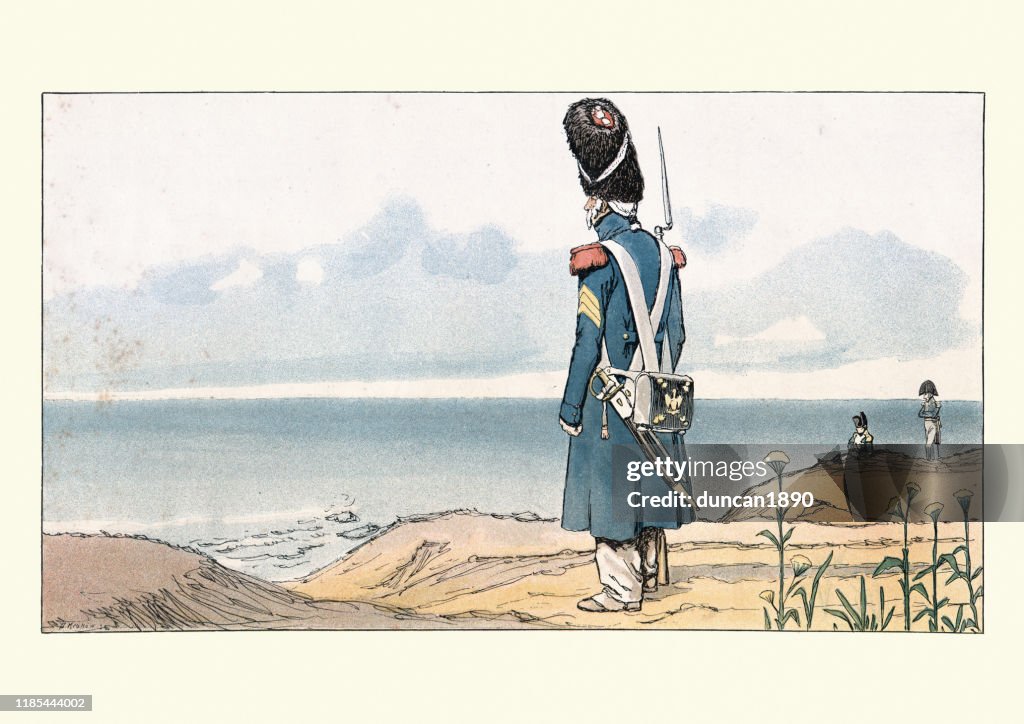 Napoleonic Wars, Napoleon in exile on Elba. Grenadier guard