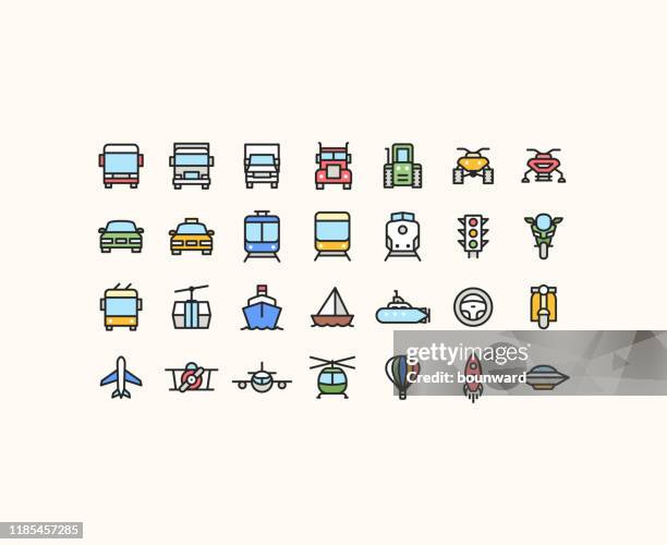 umriss-transportsymbole - cruise and motorbike and ship stock-grafiken, -clipart, -cartoons und -symbole