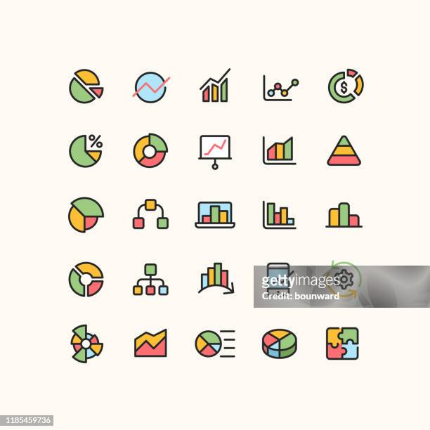 outline infographic business icons - business spreadsheet stock illustrations