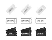 Set Ticket icon on white background. Vector illustration.