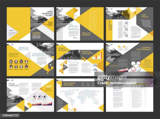 stockillustraties, clipart, cartoons en iconen met modern jaarverslag lay-out ontwerp - design brochure