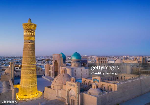 last daylight at the city of bukhara, historic silk road, uzbekistan - central asia stock pictures, royalty-free photos & images