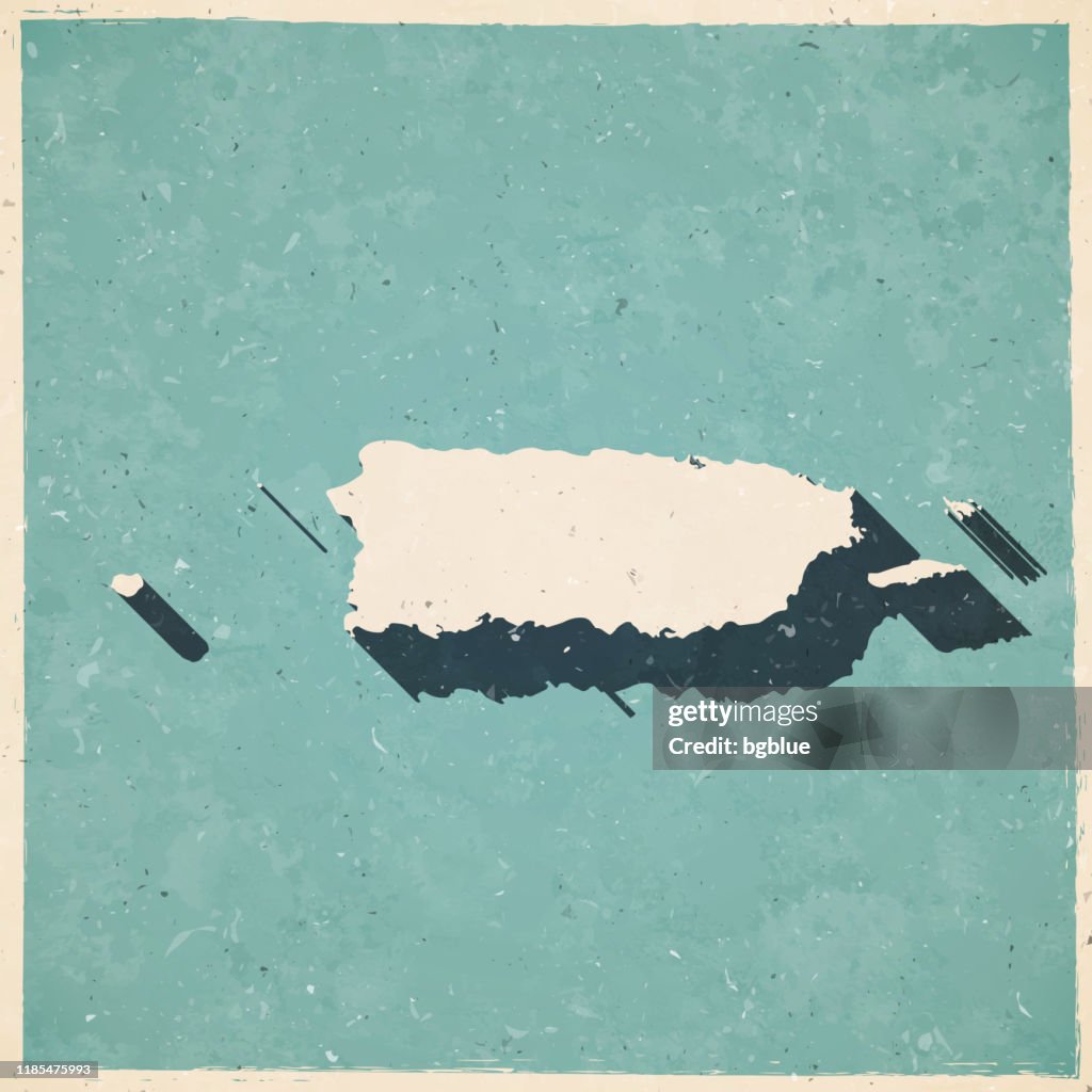 Puerto Rico map in retro vintage style - Old textured paper