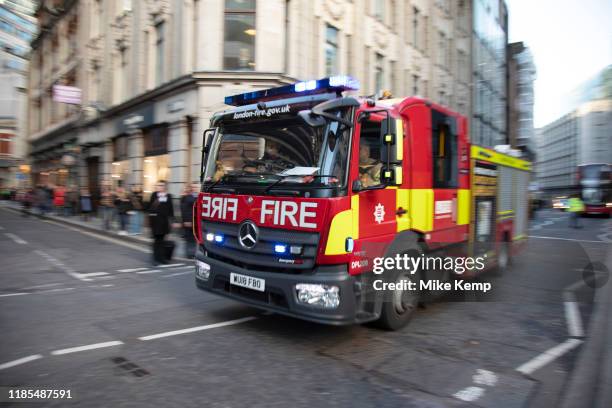 Fire brigade arrive as the City of London is locked down by Metropolitan and City Police following what is believed to have been a terror-related...