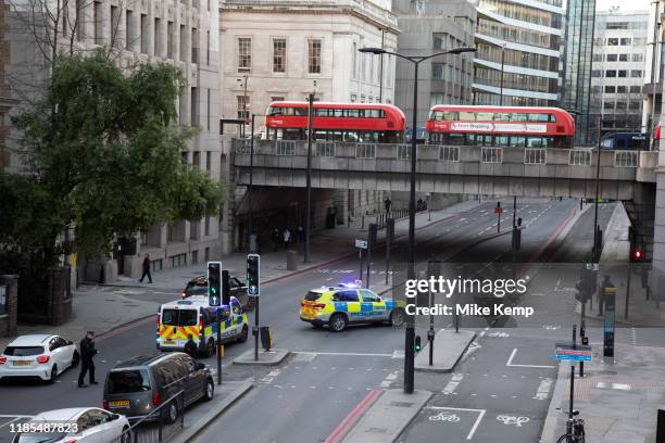 The City of London is locked down on Upper thames Street by Metropolitan and City Police following what is believed to have been a terror-related...