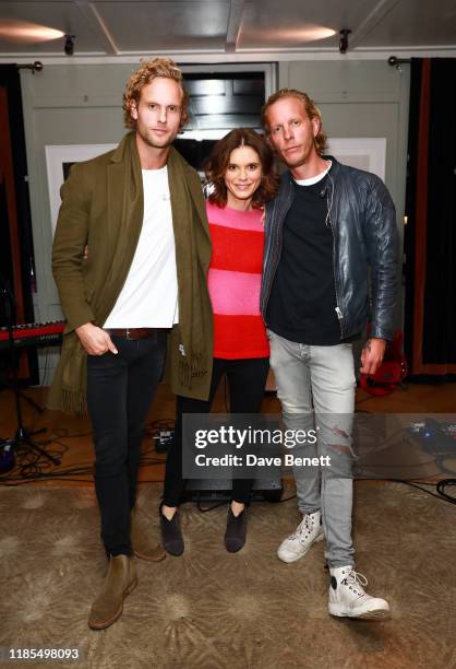 Jack Fox, Emilia Fox and Laurence Fox attend the launch of Laurence Fox's new album "A Grief Observed" at The Groucho Club on November 04, 2019 in...