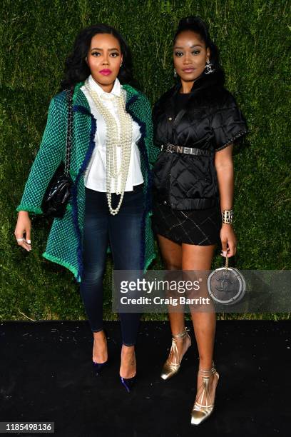 Angela Simmons and Keke Palmer, wearing Chanel, attend Through Her Lens: The Tribeca CHANEL Women's Filmmaker Program Luncheon at Locanda Verde on...