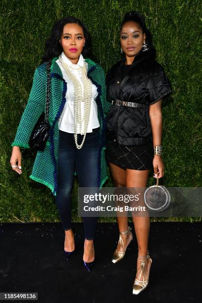 Angela Simmons and Keke Palmer, wearing Chanel, attend Through Her Lens: The Tribeca CHANEL Women's Filmmaker Program Luncheon at Locanda Verde on...