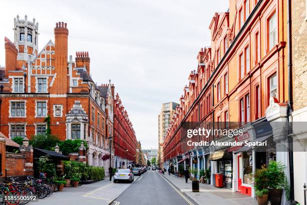 chiltern street in marylebone district, london, england, uk - sunny london stock pictures, royalty-free photos & images