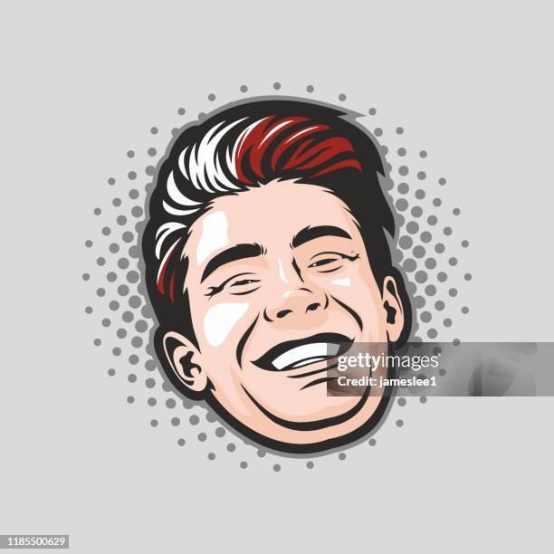 laughing male head icon - head back stock illustrations