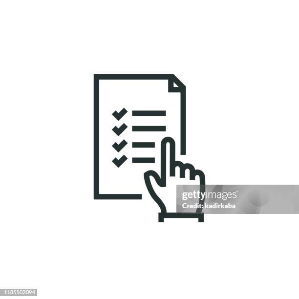 check list line icon - receiving check stock illustrations