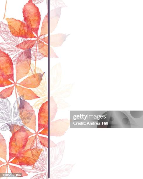 kastanienbaum blatt vektor tinte und aquarell nahtlose muster - watercolour orange and black stock-grafiken, -clipart, -cartoons und -symbole