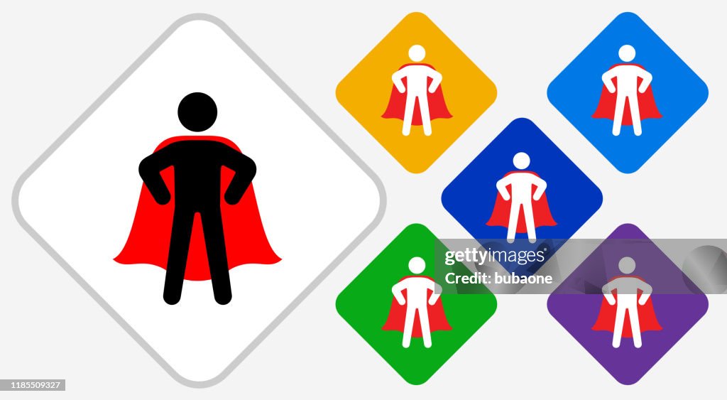 Confident Superhero with Cape Standing Icon
